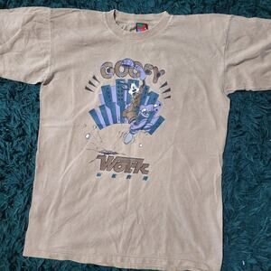 Vintage 90s Disney Goofy Work Wear Tee Mickey Unlimited Tag Tan 21x28